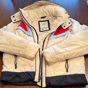 Abercrombie & Fitch Cream Jacket with Red and Black Details